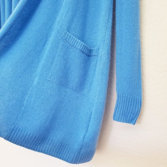 Lilly Pulitzer 100% Cashmere Open Front Longline Pockets Cardigan Blue XS $278 - Picture 9 of 15